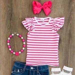 Ruffled Striped Boutique Top-2T💝